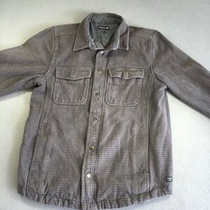 Toad&Co Mens Small Brown Houndstooth Flannel Snap Front Shirt Jacket Shacket
